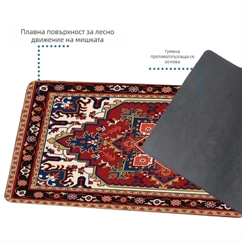 Игрова подложка за мишка с ретро персийски мотив, естествена гума, едностранна, анти-слип, термален трансферен печат, печатано лого, възможност за персонализация