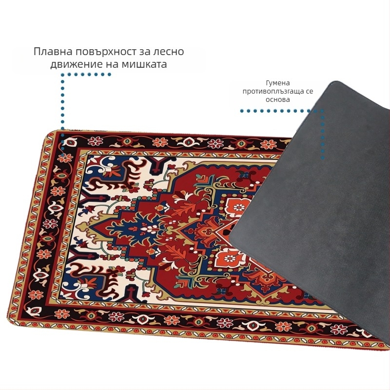 Игрова подложка за мишка с ретро персийски мотив, естествена гума, едностранна, анти-слип, термален трансферен печат, печатано лого, възможност за персонализация