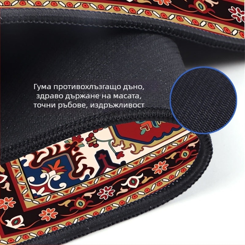 Игрова подложка за мишка с ретро персийски мотив, естествена гума, едностранна, анти-слип, термален трансферен печат, печатано лого, възможност за персонализация