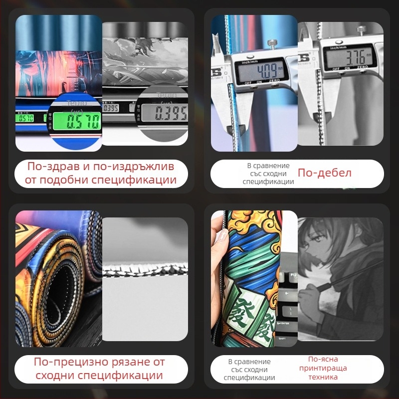 Гейминг настолна подложка за мишка и клавиатура с дизайн на аниме око, противохлъзгаща, гума + текстил, с подпора за китка, термопрена и персонализиран печат