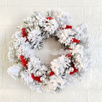 Haoyang пластмасова коледна венец с пухкаво покритие и настолен мини свещник — опаковка PP торба, марка Haoyang, IP лицензия: Няма