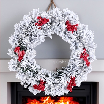 Haoyang пластмасова коледна венец с пухкаво покритие и настолен мини свещник — опаковка PP торба, марка Haoyang, IP лицензия: Няма