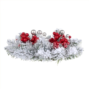 Haoyang пластмасова коледна венец с пухкаво покритие и настолен мини свещник — опаковка PP торба, марка Haoyang, IP лицензия: Няма