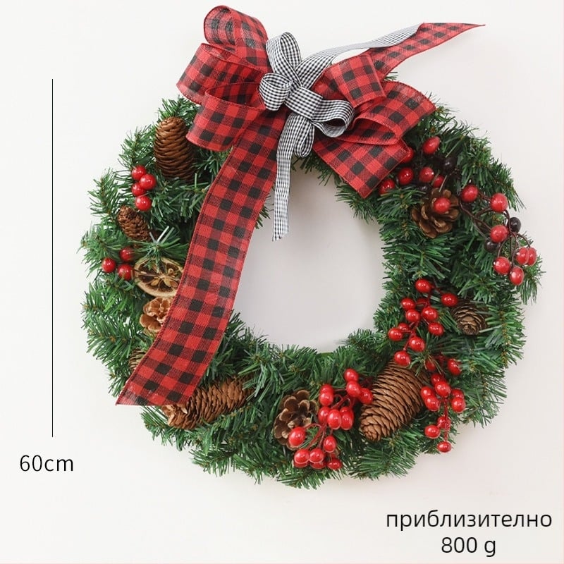 Коледен венец NUCHI PVC, ръчна изработка, декоративен венец за коледни празници (Материал: PVC; Бранд: NUCHI; Процес: Ръчна изработка; Категория: Коледен декоративен венец; Празник: Коледа)