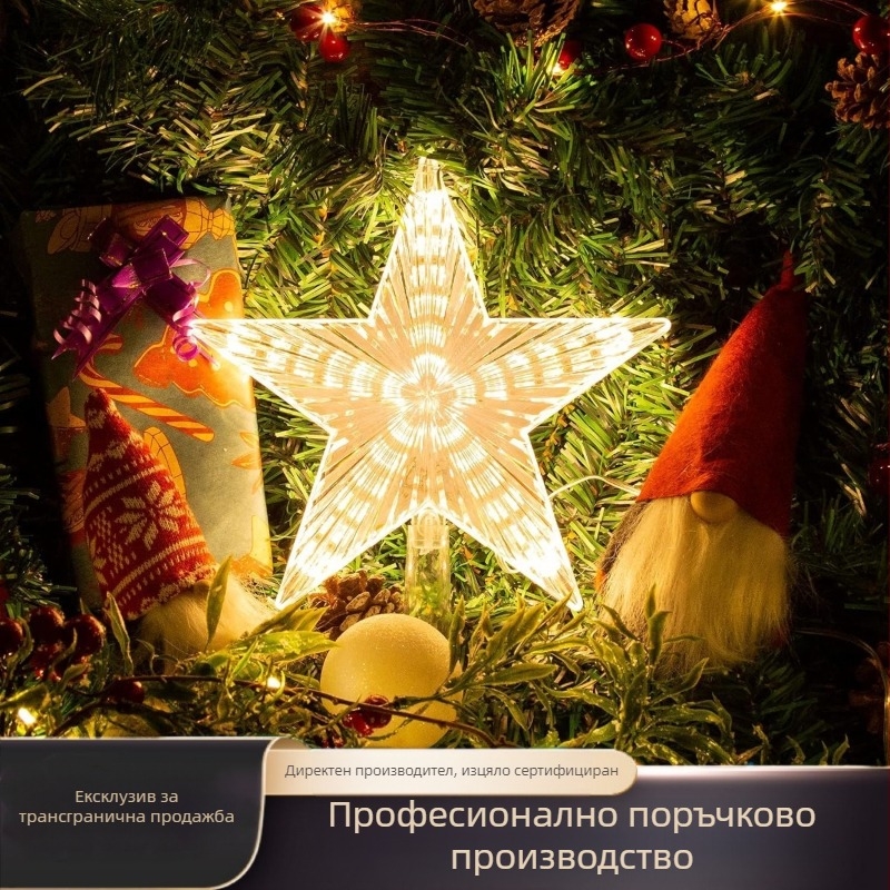 LED Коледна звезда за върха на дърво - USB/батерия, 5V, IP44, лампов патронник F5, 6000 ч.
