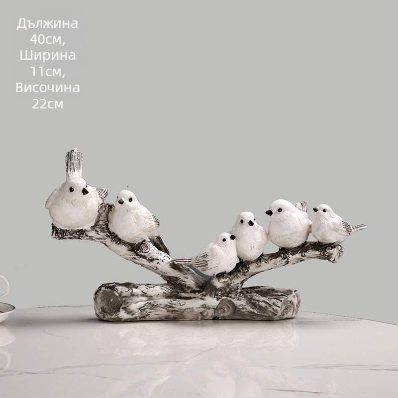 Rooftop фигура от смола – семейство птици, минималистичен мил домашен декор за ТВ шкаф и шкаф за вино