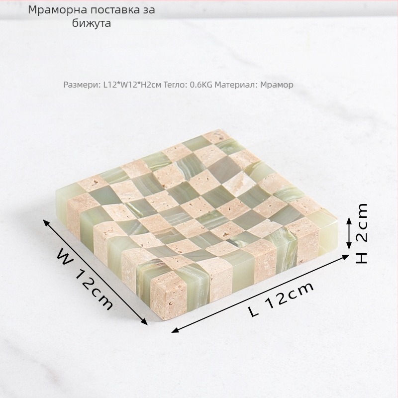 Мраморна поставка за съхранение с дизайн с цветни блокове, естествен мрамор, полирана повърхност, модерен минимализъм