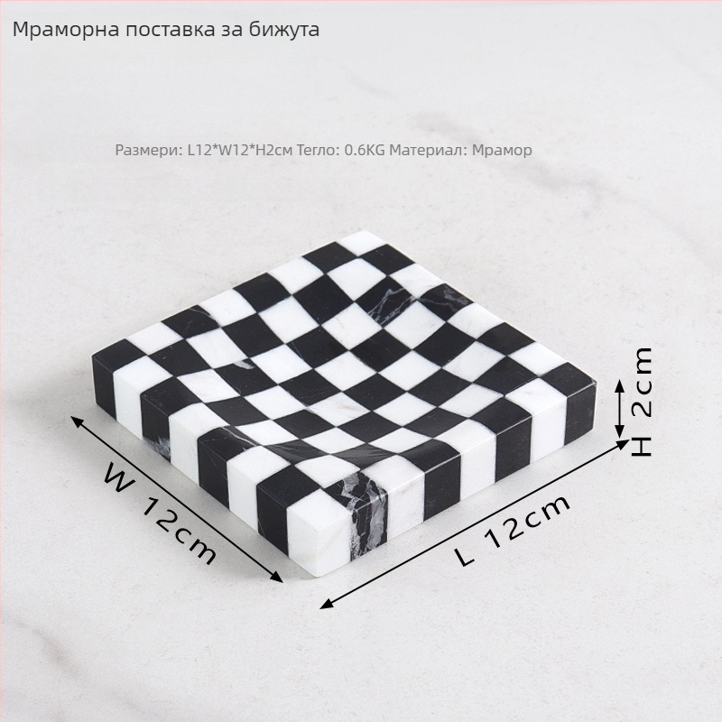 Мраморна поставка за съхранение с дизайн с цветни блокове, естествен мрамор, полирана повърхност, модерен минимализъм