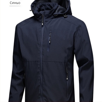 Softshell яке за мъже, Slim fit, качулка, цип, дължина над стандартната, тъкан винилон-полиестер