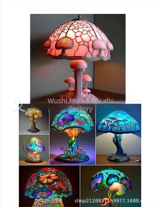 Mo Tian настолна лампа от серията Stained Glass Plant – смола, готова за подарък