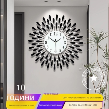 Стенно часовник JT1301 — кварцов механизъм, батерийно захранване, метален циферблат, корпус от ковано желязо