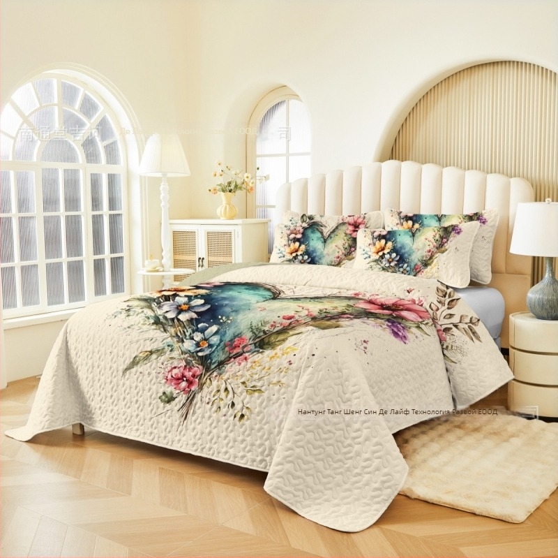 Покривало за легло с дигитален печат, машинно пране, плат от синтетично влакно и пълнеж от обикновени влакна, подходящо за всички сезони, Burberry.