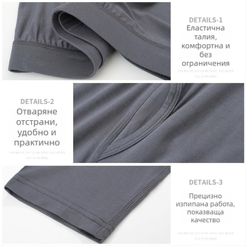 Мъжки модал базов слой панталони, антибактериални, висока талия, къса кройка