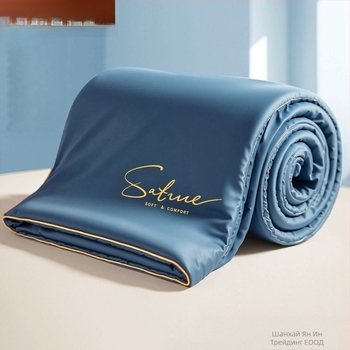 Всесезонно памучно одеяло с филър от соево влакно, туилова тъкан, ултралеко (<0,5 кг), машино пране