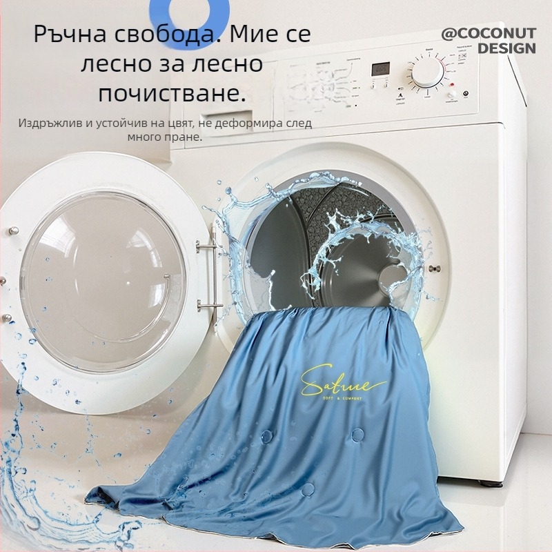 Всесезонно памучно одеяло с филър от соево влакно, туилова тъкан, ултралеко (<0,5 кг), машино пране