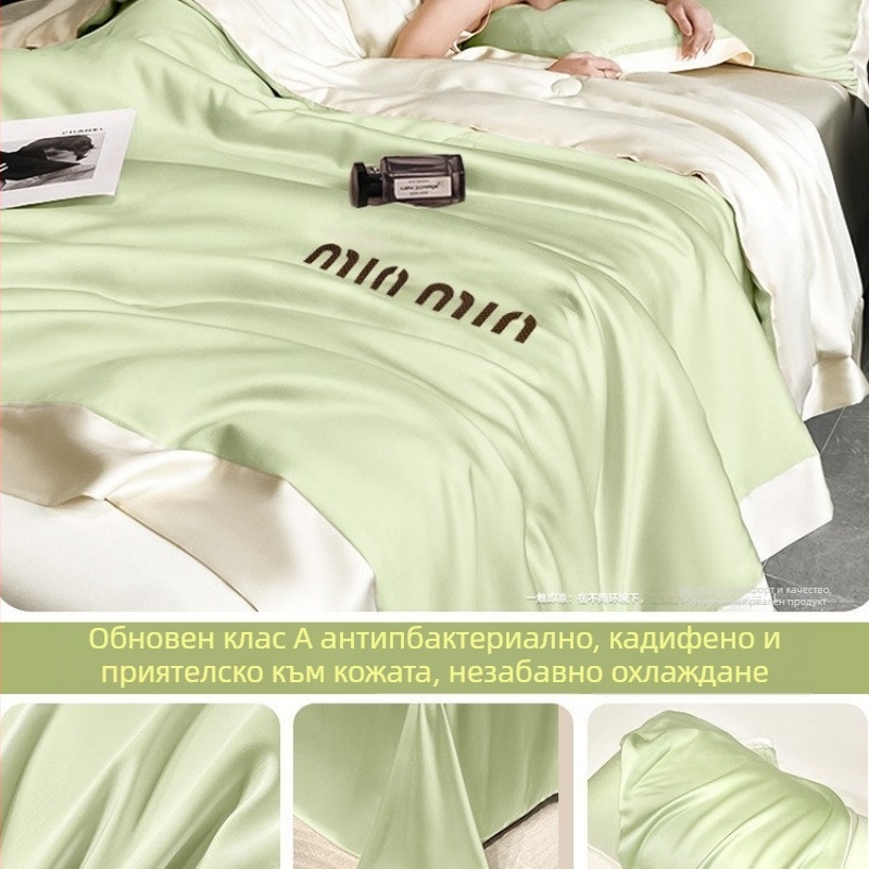 Всесезонно памучно одеяло с филър от соево влакно, туилова тъкан, ултралеко (<0,5 кг), машино пране