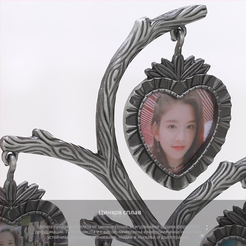 Метална дървообразна фоторамка, модерен електроплакиран дизайн, креативна рамка и възможност за персонализирани снимки и подаръчна кутия