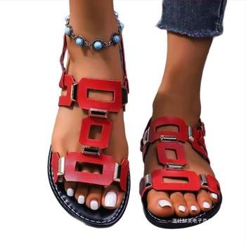 Плажни сандали с PU горна част, гумена подметка, закопчаване с катарама, каишка за глезена, дишащи