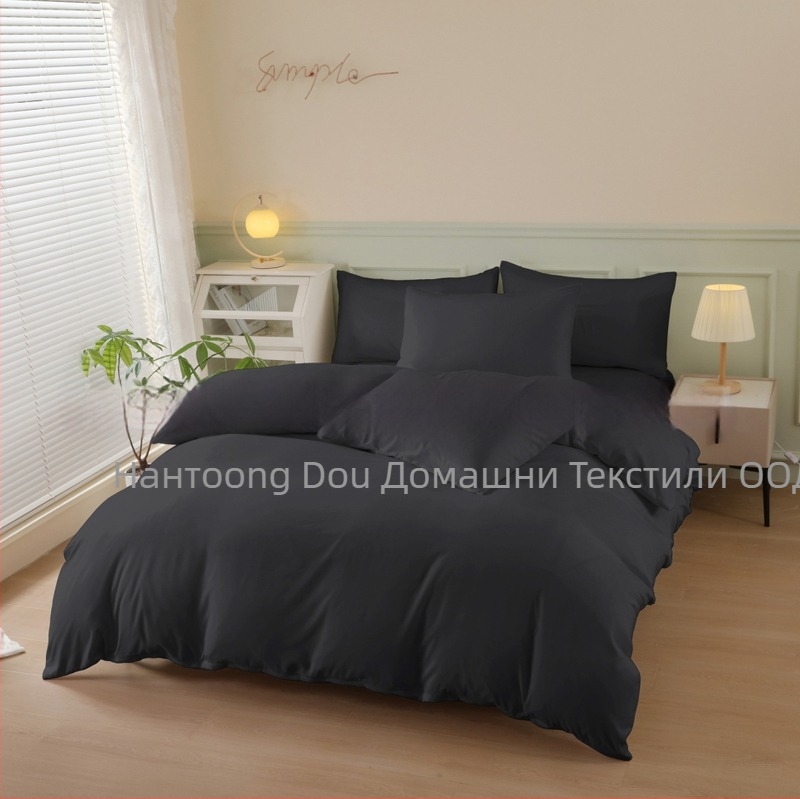 Комплект завивка с калъф за завивка и две калъфки, химическо влакно, плоско тъкане, 110 г/м², реактивно печатане и боядисване, Нордичен стил