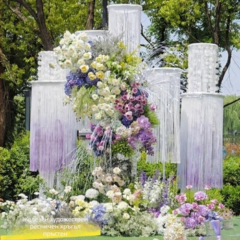 Телескопична железна пръчка за сватбени завеси с мъниста – кръгла рамка, стойка за завеси