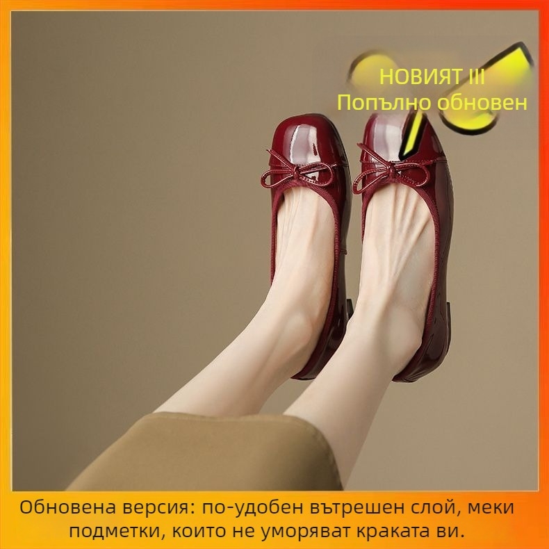 Дамски лофери с кръгъл нос, PU горна част, нисък ток 1–3 см, без връзки, японски стил