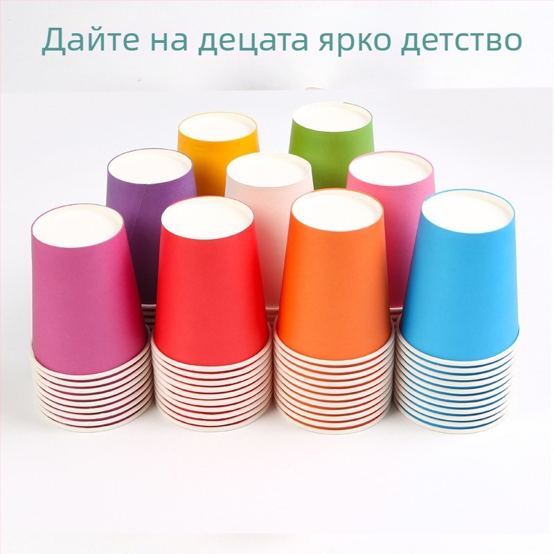 Еднократни хартиени чаши за детски DIY арт проект - покрита картонена основа, биоразградими, 45–50 бр./опаковка, марка Oujiahui, произход Хебей