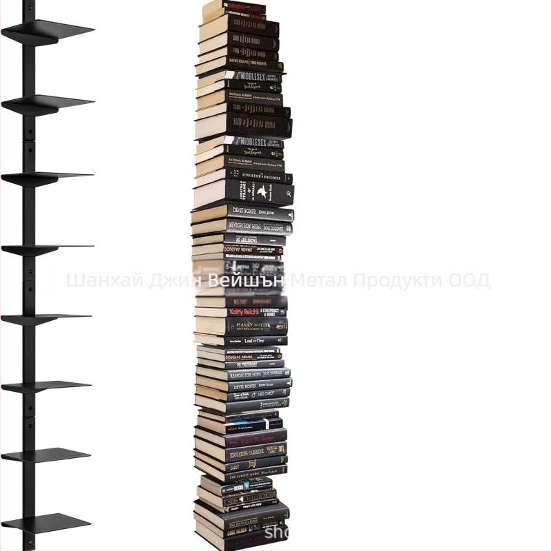 Стенно монтирана плаваща лавица за книги, 2 нива, за домашен офис – метален организатор за книги и рафт за съхранение