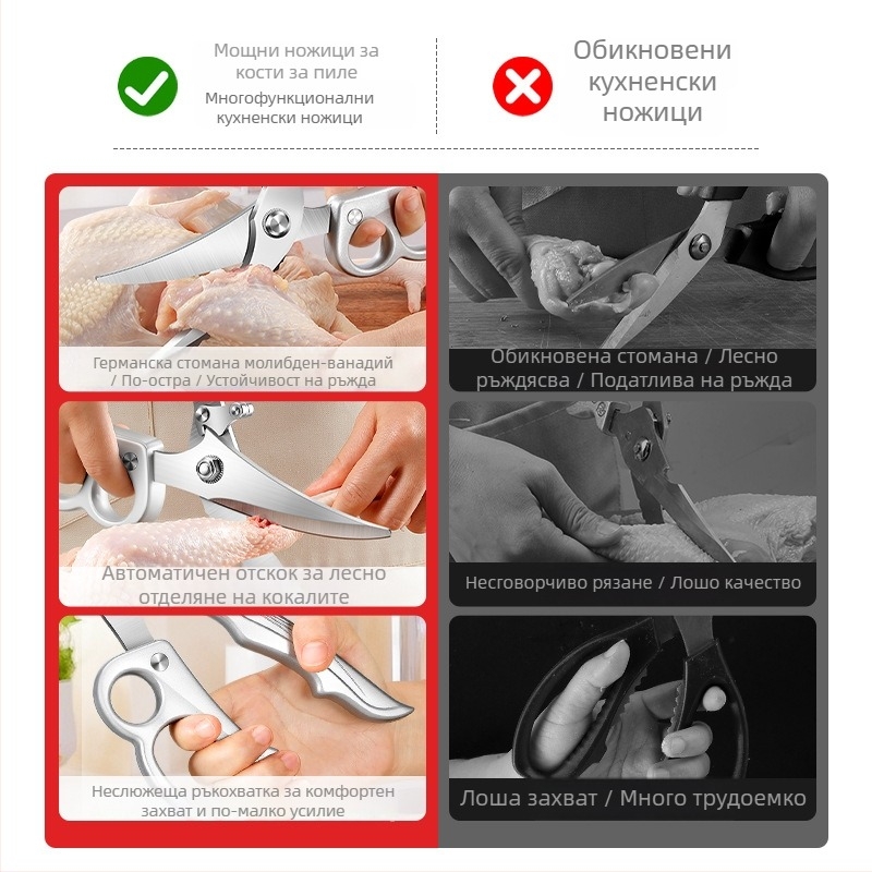 Paisley кухненски ножици – неръждаема стомана за хранителни цели, многофункционални, рязане на кости
