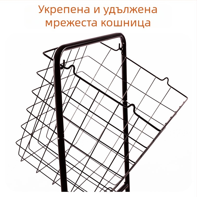 Триетажна подова кошница за кухненско съхранение – желязна конструкция, модел JG-Z40, организатор за плодове и зеленчуци