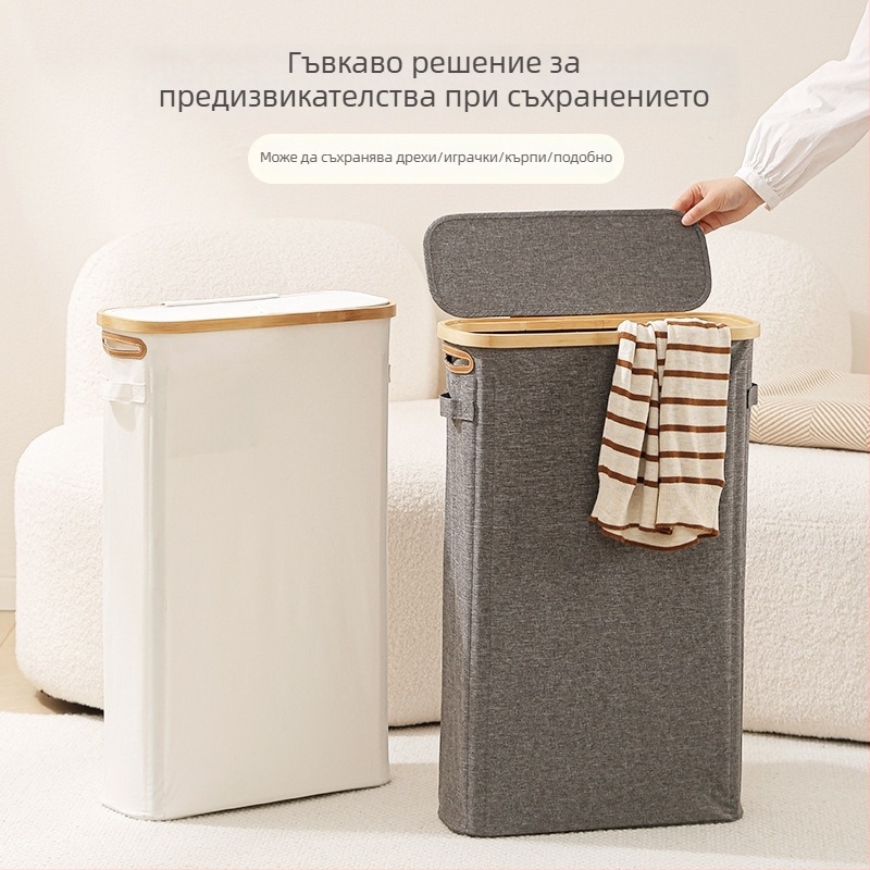 Сгъваема кошница за баня с капак за ролки тоалетна хартия – модел 01B1606, полиестер, марка Han Feizi