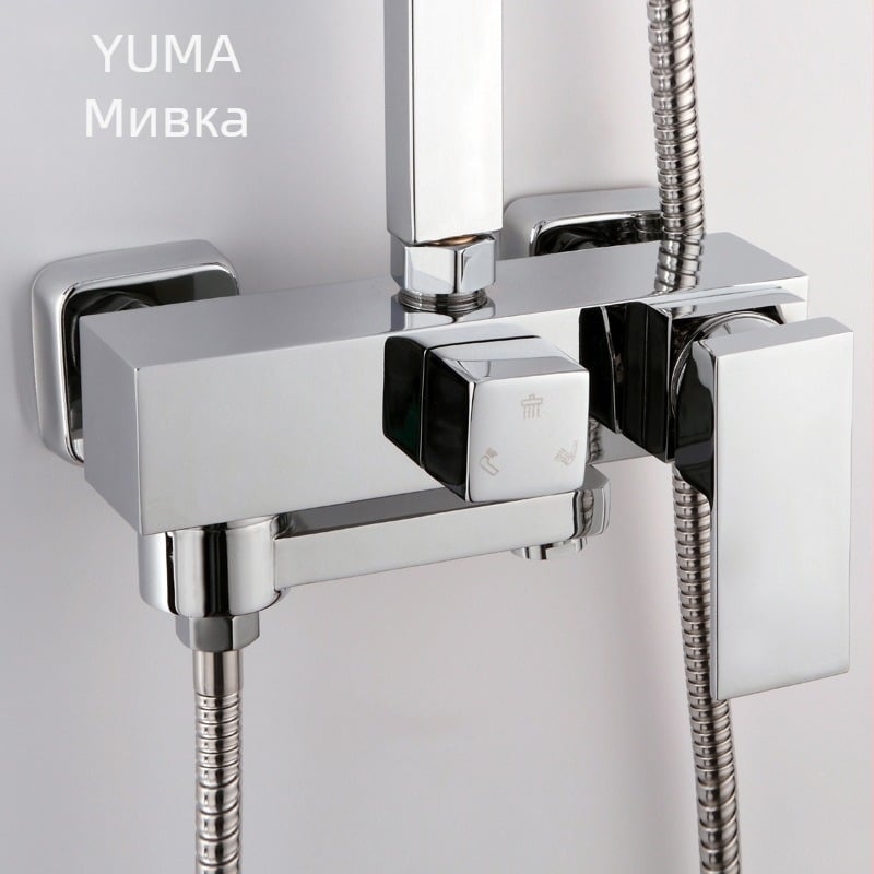 Вградена душ-смесител YM-1900 с керамична касета, медно тяло, работна температура 0–99°C, номинално налягане 0.6 MPa