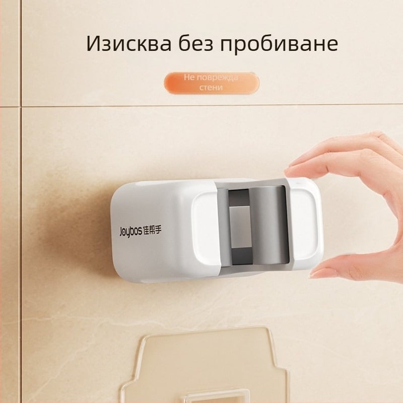 Стенно държач за моп и метла, клип без пробив, пластмасов, модел JBS-TBKZ-Q21G-JWT