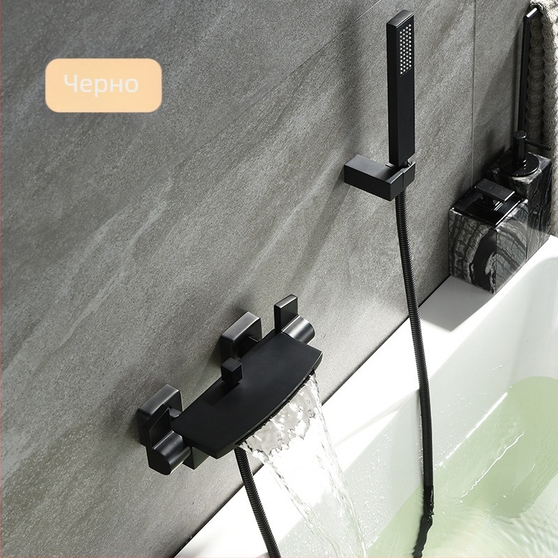 Меден водопаден душ смесител комплект, стенен монтаж, двойна конструкция, керамичен клапан, работна температура 0–90°C