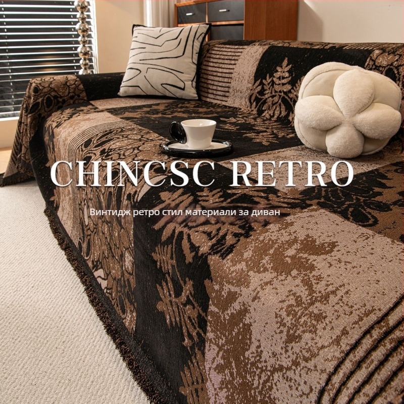 Chenille покривало за диван – универсално за всички сезони, флорална шарка, китайски класически стил