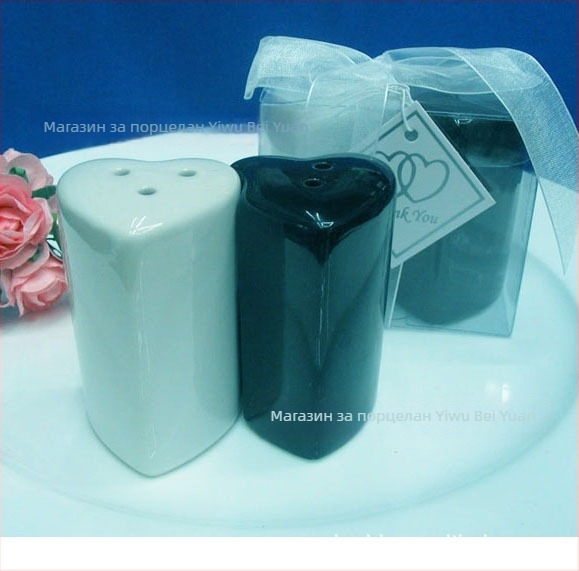 Сърцевидна керамична бутилка за подправки със сол и пипер, подаръчна опаковка, подходяща за сватбени подаръци