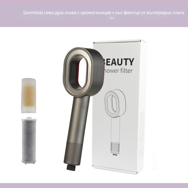Ръчна душ глава за ароматерапия с филтър от въглеродни влакна | ABS материал | функция: пръскане и дъждовен душ | модел MU-001