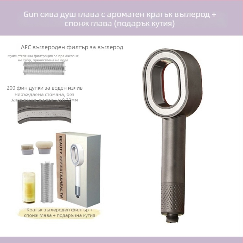 Ръчна душ глава за ароматерапия с филтър от въглеродни влакна | ABS материал | функция: пръскане и дъждовен душ | модел MU-001