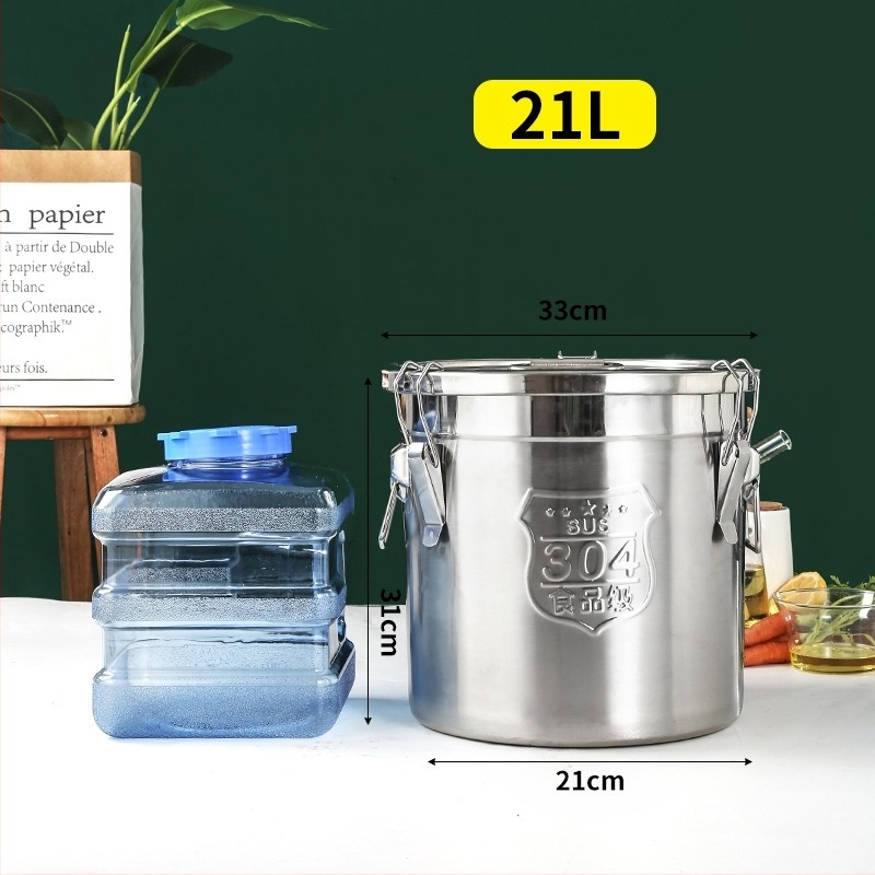Кутия за ориз от 304 неръждаема стомана със влагозащитено запечатване и заключващ механизъм, капацитет 10 л или повече