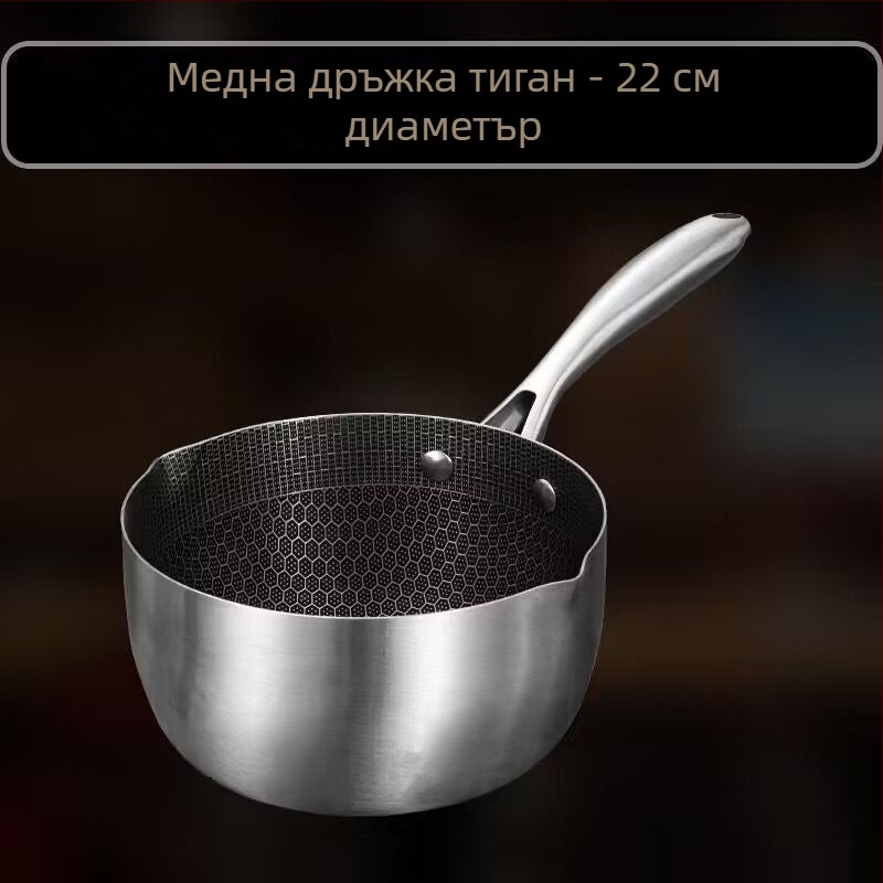 Супник от неръждаема стомана с незалепващо покритие, двойни дръжки и текстура с пчелна пита, подходящ за индукционни и газови печки