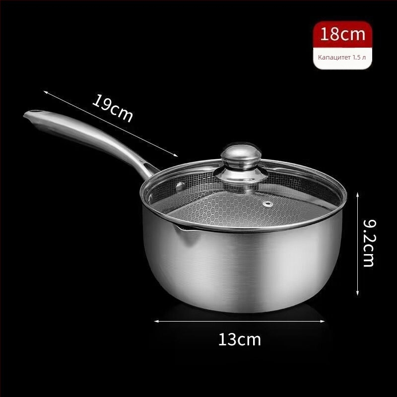 Супник от неръждаема стомана с незалепващо покритие, двойни дръжки и текстура с пчелна пита, подходящ за индукционни и газови печки