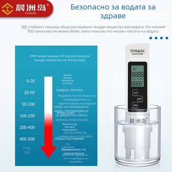 Портативен анализатор за качество на водата Morning Island A1 – pH, TDS 0–9999 ppm, проводимост 0–9999 µS/cm, точност 2% F.S.