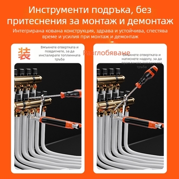 Delixi плоскогубци за подово отопление – ръчни за демонтаж и почистване на тръби, зъбни челюсти, монтаж на воден разпределител