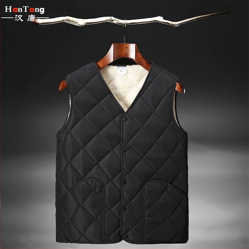 Мъжка жилетка с поларена подплата, quilted дизайн, трислойна дебела, без яка, еднобортна