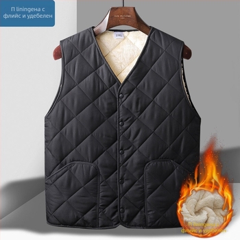 Мъжки дебел памучен елек, без ръкави, пълнеж от памук, подплата полиестер, Зима 2024