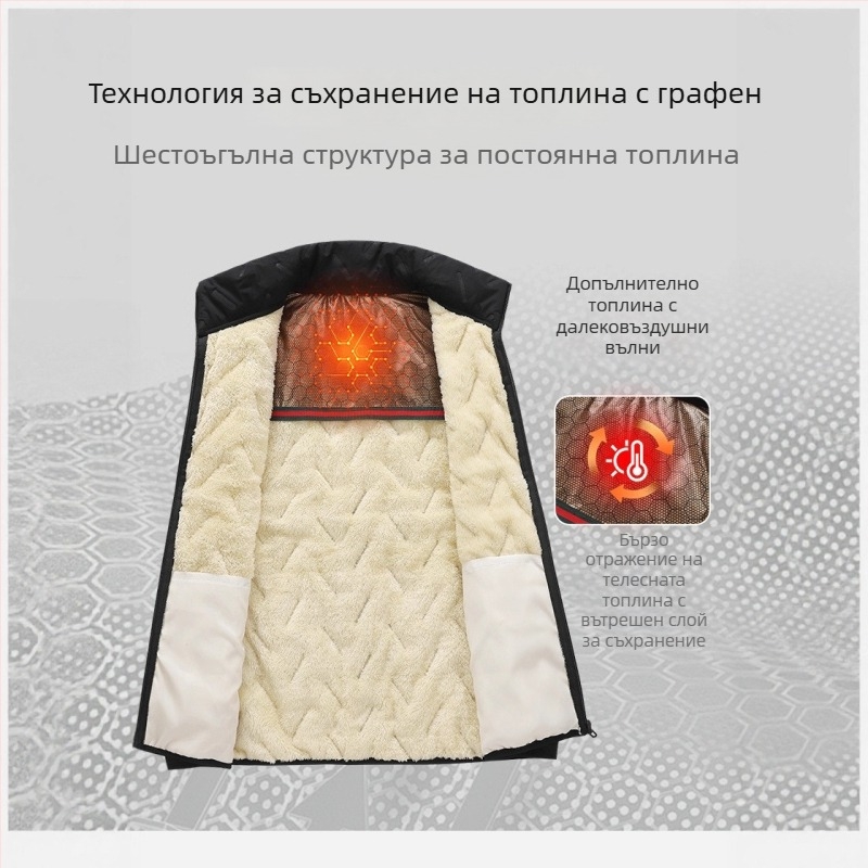 Поларена жилетка със стойка яка, цип, подплатена полиестрова тъкан, странични джобове