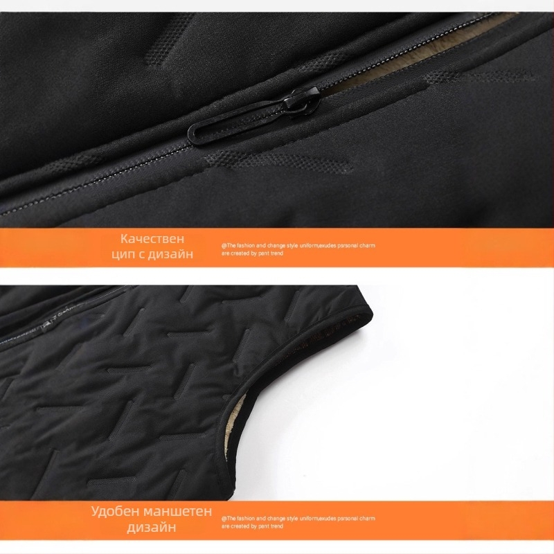 Поларена жилетка със стойка яка, цип, подплатена полиестрова тъкан, странични джобове