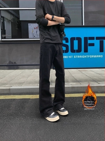 Мъжки дънки, памучен деним, свободна кройка, среден талия, копче за закопчаване, средна еластичност