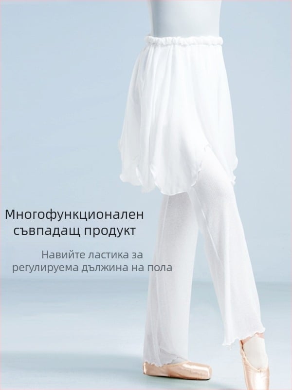 Балетна пола за жени, слоеста шифонова пола с дизайн на листенца, Код YL2534 (материал: химическо влакно; състав: полиестер; съдържание: 100%)