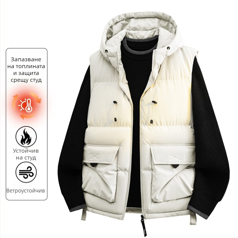 Памучено яке с качулка, корейски стил, прилепнало, пълнеж от памук; външен полиестер, подплата полиестер, странични джобове