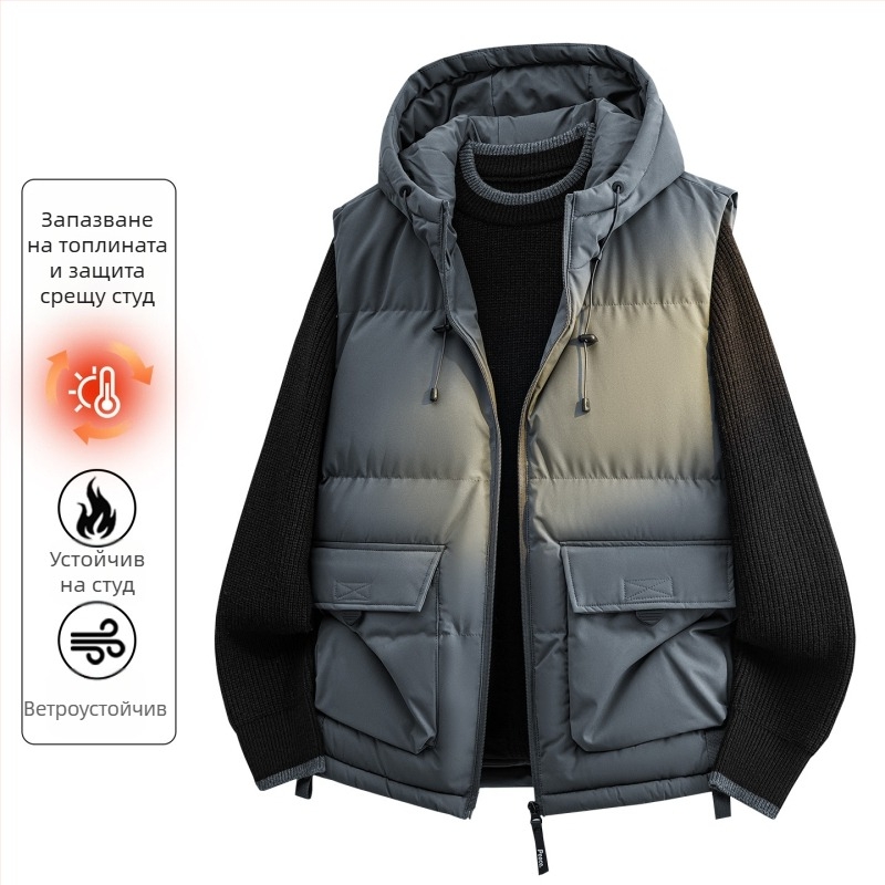 Памучено яке с качулка, корейски стил, прилепнало, пълнеж от памук; външен полиестер, подплата полиестер, странични джобове